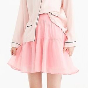 NWOT J. Crew pink tiered ruffle mini skirt size 2